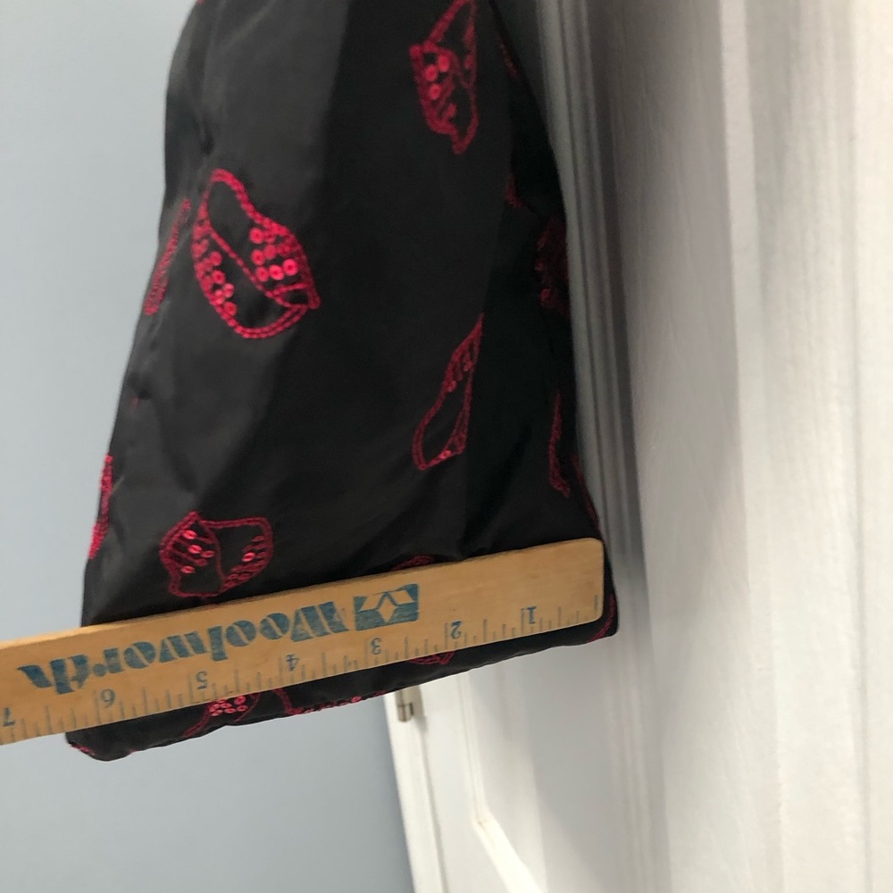 LeSportsac Sequin Lips Tote & Pouch Black Red Pink Zipper Nylon Hot - Picture 15 of 16